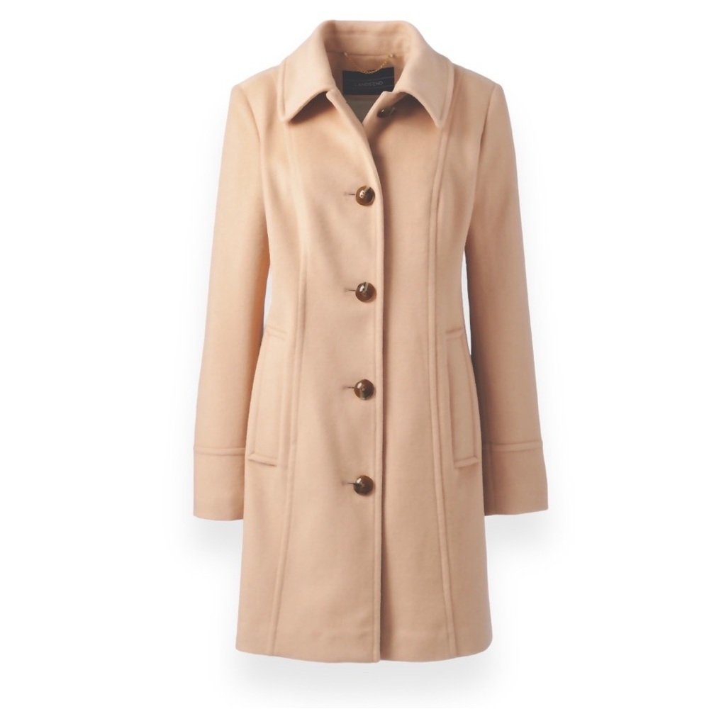 Land's End I Wool Car Coat | Size 16W | Camel | Insulated I Quilted Lining | $75